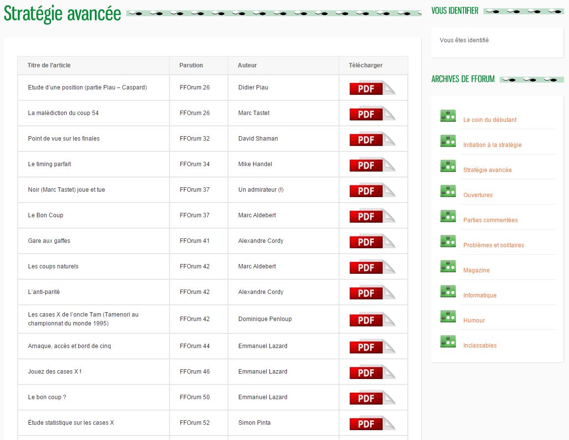 Rubrique "Stratégie avancée"