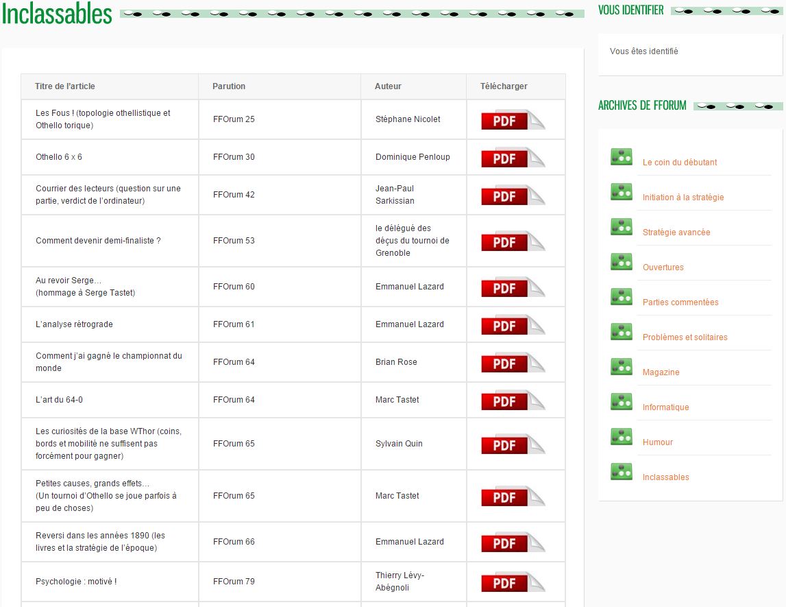 Rubrique "Inclassables"