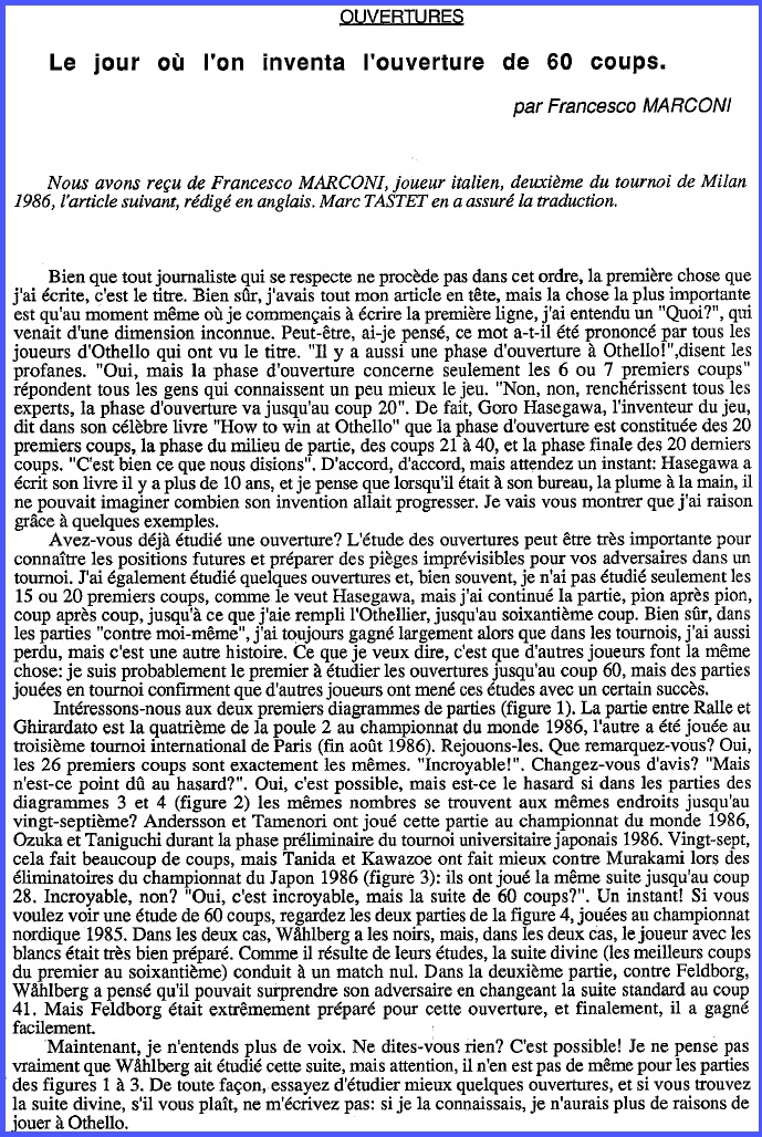 L'ouverture de 60 coups (n° 8)